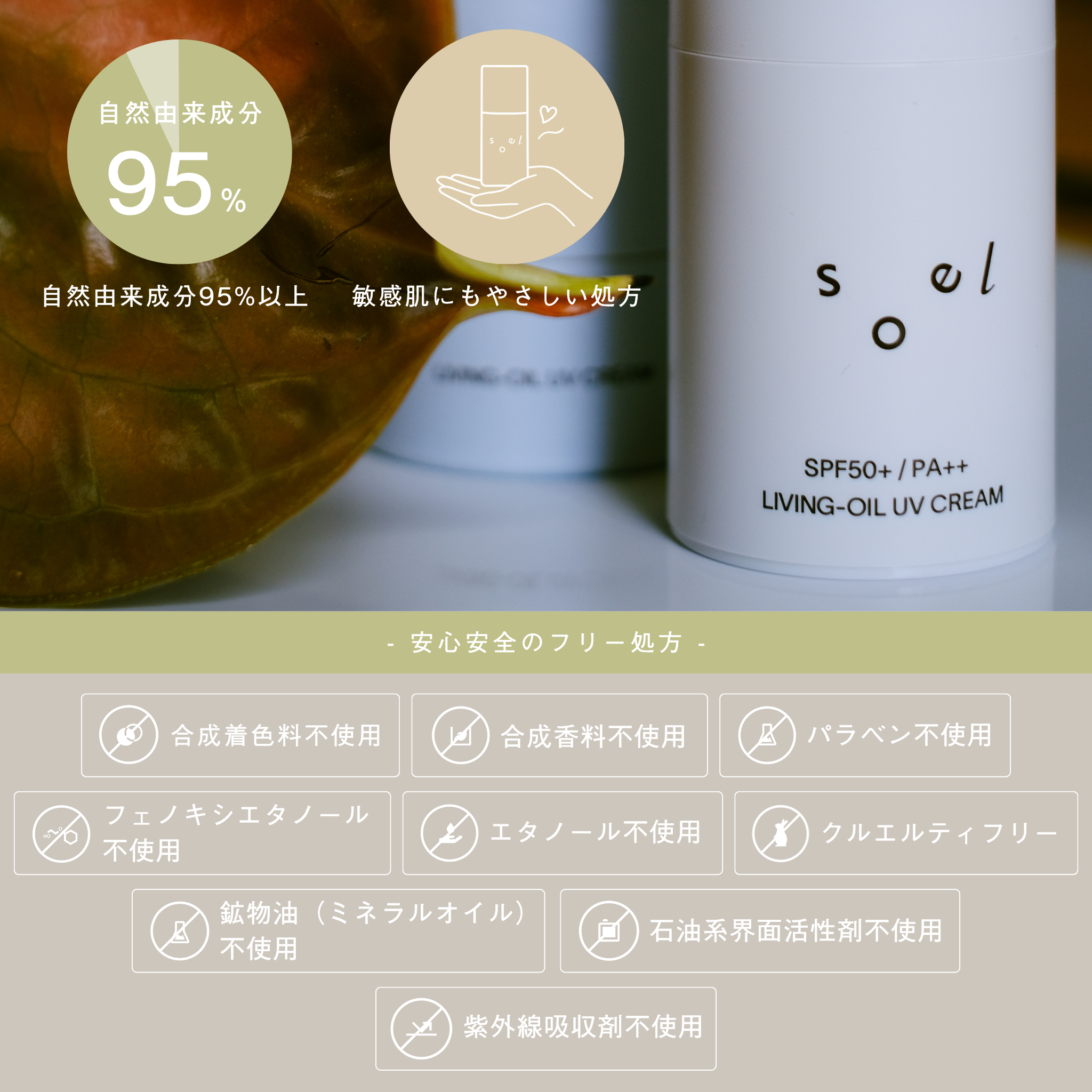 LIVING-OIL UV CREAM 日焼け止めクリーム〈SPF50+・PA++ 30g〉